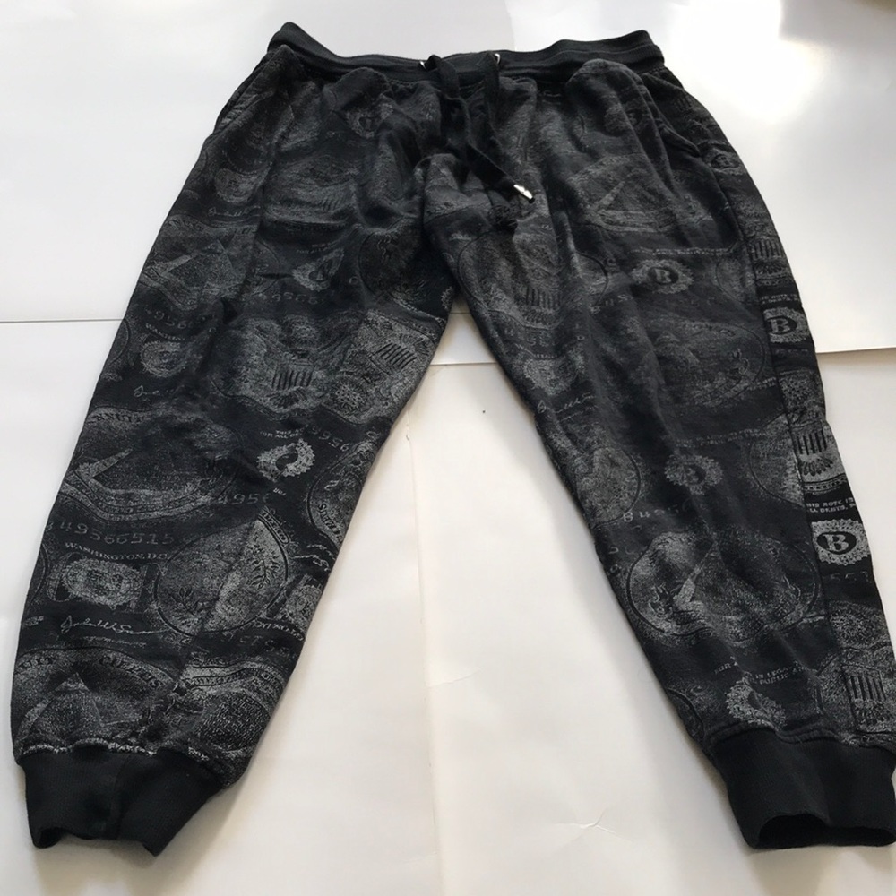 Money Print Black & White Sweatpants
